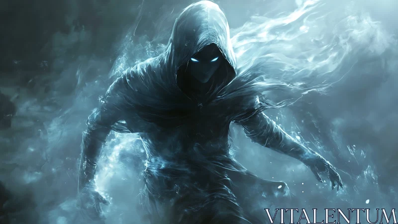 Stormborn specter strides through swirling spectral frost