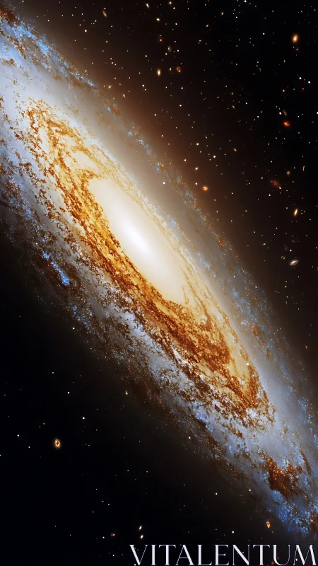 Edge-on spiral galaxy rendered with high-resolution detail
