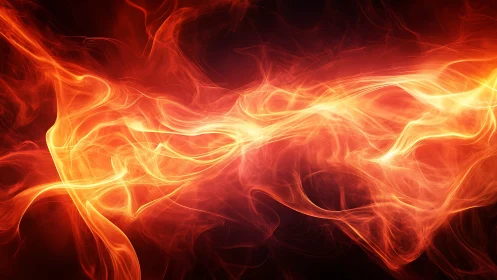 Luminous Fire Plasma Waves with Radiant Orange-Red Energy Flows