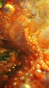 Fractal luminescent amber spirals in macro 3D composition.