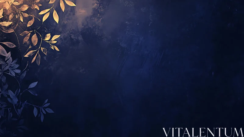 Golden leaves climbing across dark textured background.