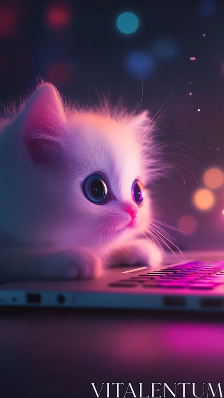 Neon-lit feline subject rendered with luminescent effects