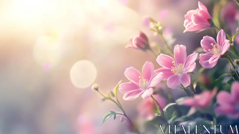Soft Pink Blossoms Dance in Gentle Spring Light.