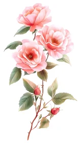 Soft pink garden roses blooming in gentle pastel serenity.