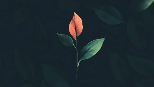 Chromatic leaf triad on low-luminance botanical field.