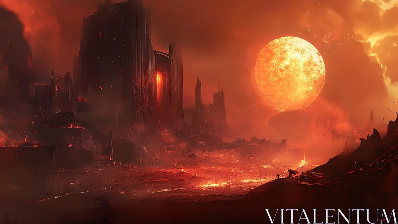 Volcanic infernal citadel under overgrown molten star