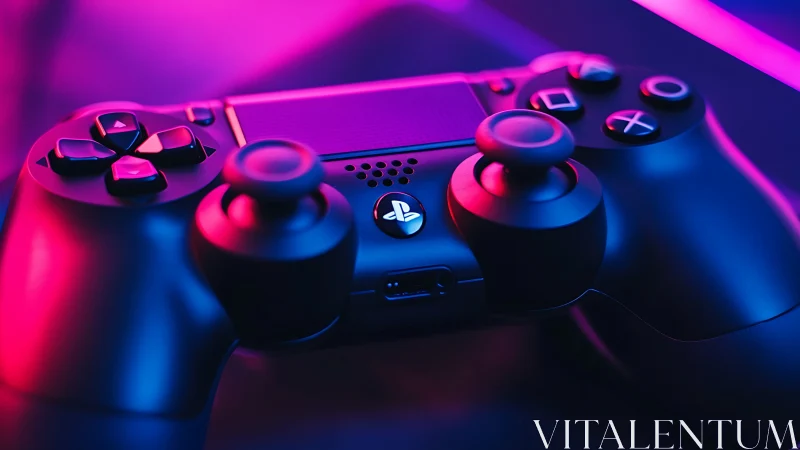 Sony PlayStation Controller Rendered in Neon Cyberpunk Aesthetic