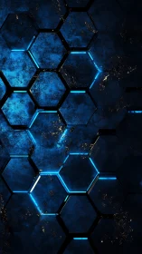 Glowing blue hexagon grid with a softly futuristic mood.
