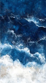 Abstract ocean turbulence rendered with layered impasto waveforms