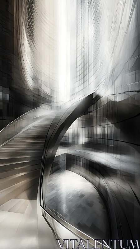Spiral Corridor with Luminous Architectural Void