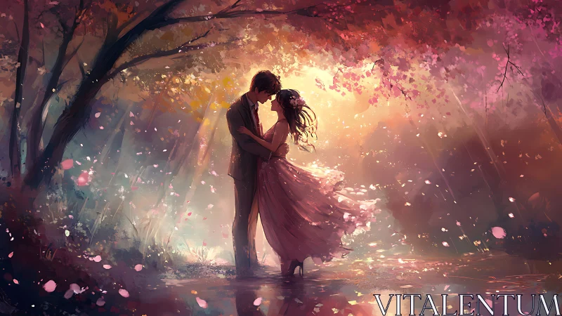 Luminous Embrace Unfolds Beneath Blossoming Sakura Canopy