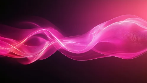 Luminous pink energy waves flow across a dark cosmic field