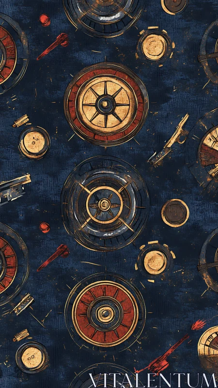 Steampunk roulette wheels orbit textured midnight canvas