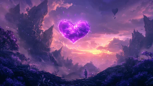 Ethereal Heart Ascending Through Neon Sky.