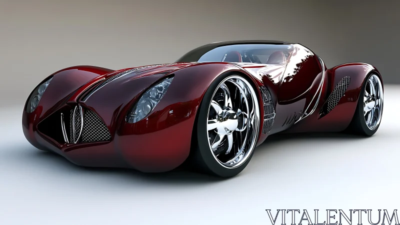 Parametric crimson hypercar with chrome aero surfaces rendered.