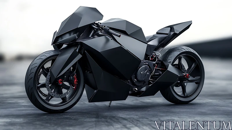 Stealth black superbike showcases angular futuristic bodywork.