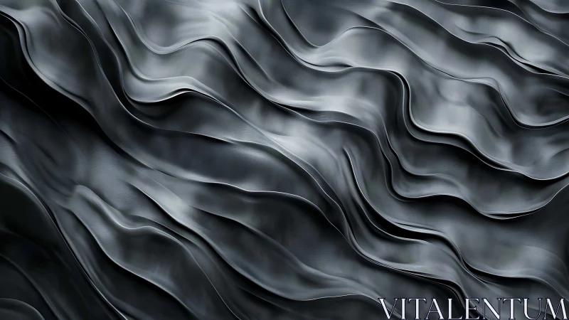 Metallic wave folds flow across dark abstract surface.