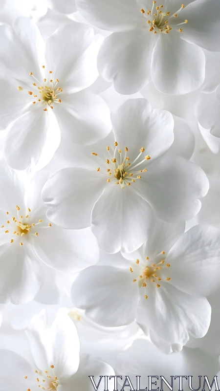 White Blossoms with Golden Centers in Soft Floral Arrangement