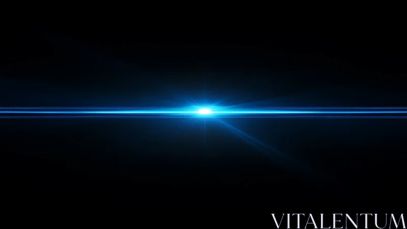 Coherent blue laser horizon with radial diffraction bloom.