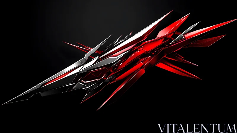 Futuristic red and black abstract 3D geometric shard design.