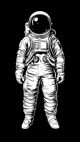 Bold monochrome astronaut stands in stark cosmic silence