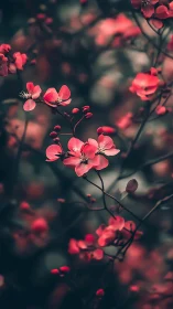 Pink Flowering Branches with Soft Focus Background
