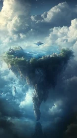Suspended Isles: A Sailing Dream Above Clouds.