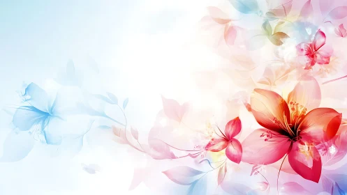 Translucent floral composition with gradient color transitions.