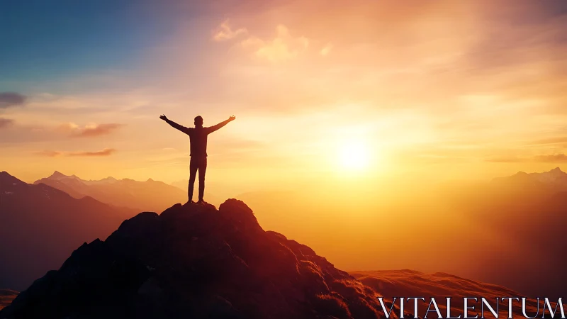 Sunrise summit soul stretching wide above burning sky.