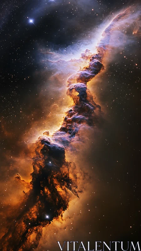 Stellar nebula pillar rendered in luminous deep-space hues.