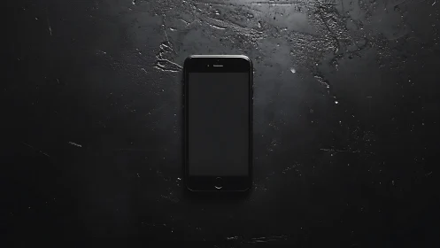 Smartphone on Dark Weathered Surface. Minimalist Device Study