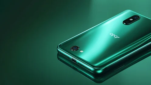 OPPO Smartphone in Turquoise: Premium Design and Dual Camera System.