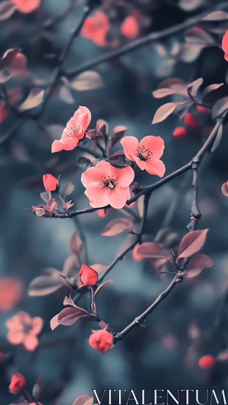 Pink flowering shrub with shallow depth of field.