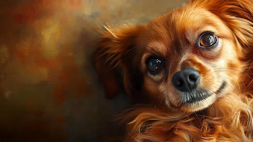 Close-up digital rendering of small long-haired brown dog.