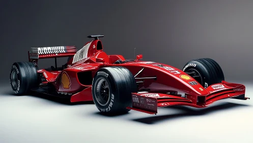 Red Formula 1 race car showcases aerodynamic precision.