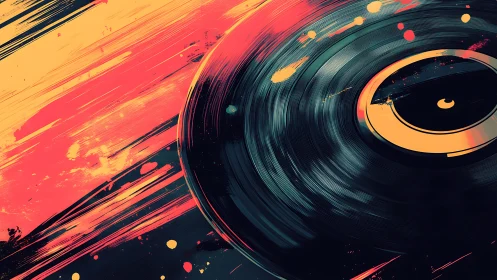 Vinyl vortex exploding through neon-tinted paint storms.