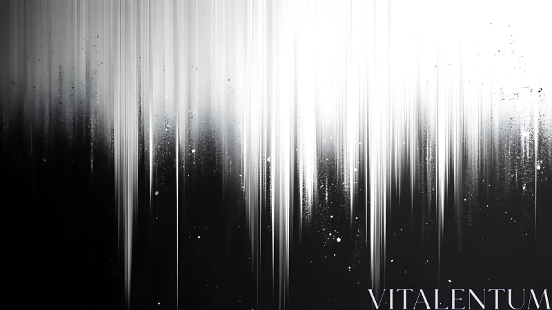 Starlit monochrome rain plunges through a quiet void.