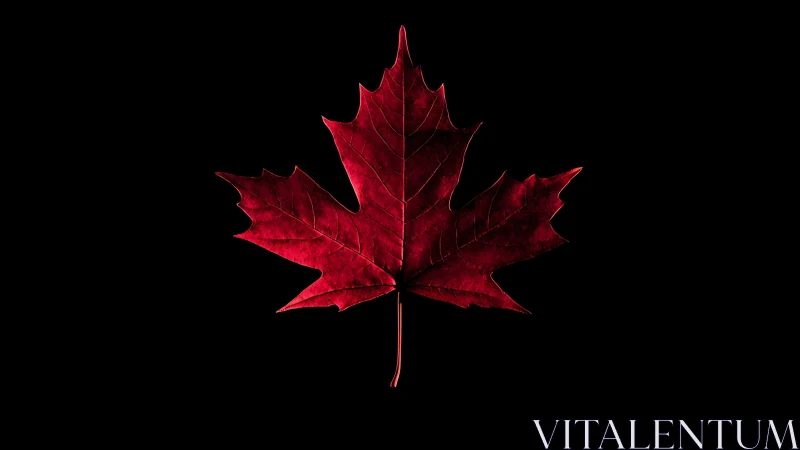 Crimson maple leaf floats like a quiet flag in darkness