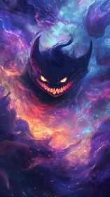 Demonic nebula entity emerges from swirling cosmic flames