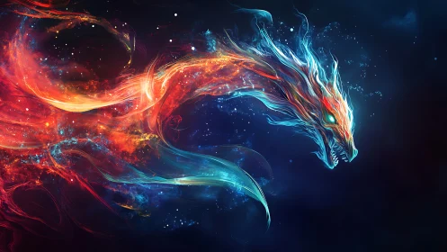 Cosmic fire serpent coils through starlight and storms tonight