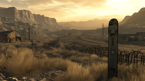 Golden desert road at dusk winding through quiet canyons.