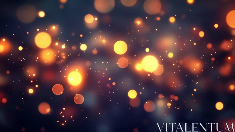 Warm golden bokeh lights on dark background, abstract festive style.