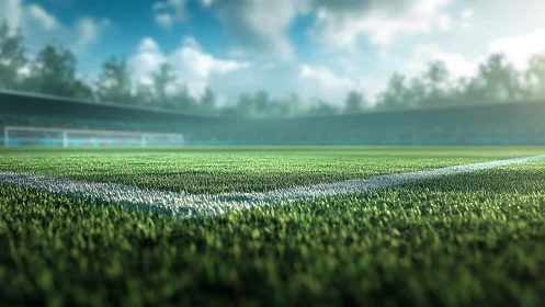 Low-angle stadium turf study isolates corner pitch geometry