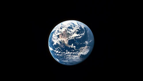 Planet Earth framed in deep space with high-contrast lighting