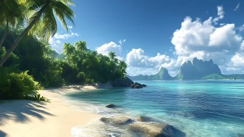 Tropical Island Paradise with Pristine Beach and Turquoise Waters.
