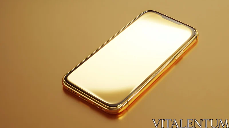Golden Smartphone Gleams Against Warm Backdrop
