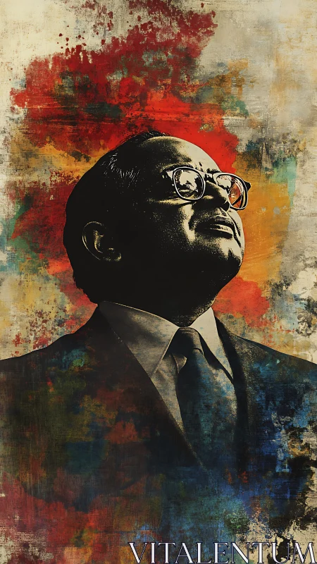 Strong, thoughtful figure gazes upward in rich painted color