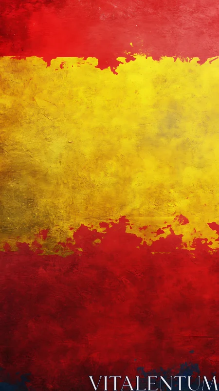 Textured red and yellow abstract stripes in bold pigment.