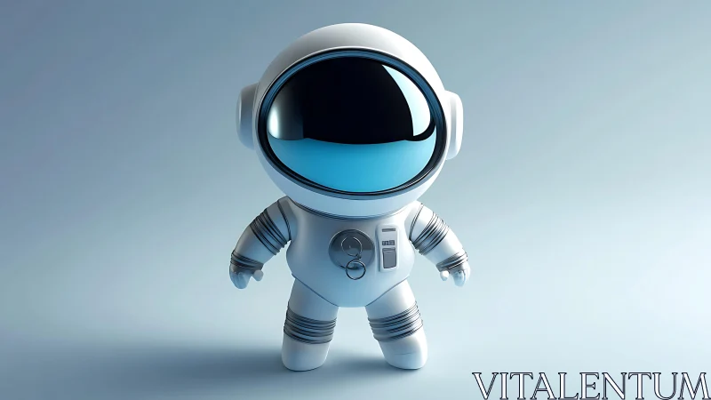 Cute stylized astronaut character in glossy white suit.