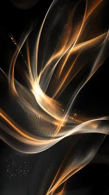 Luminous golden data waves over deep black field.